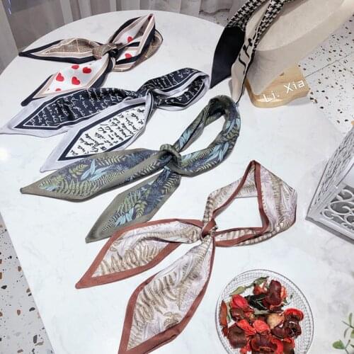 60*60CM Printing Bandanas Hair Bands For Girls Women Square Satin Scarf Fashion Turban Headband New Vintage Hair Accessories