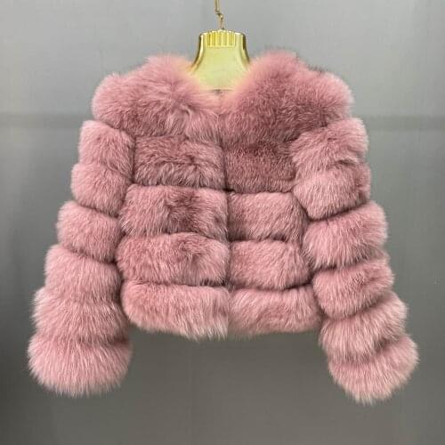 Winter Warm Womens Real Fox Fur Jacket Coat Long Sleeve O-Neck High Quality Top Fashion Elegant Thick Warm Outerwear QD.YISHANG