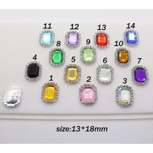 New hot 10 sets of 13*18mm rectangle Diy jewelry accessories rhinestone Acrylic wedding invitations necklace earring jewelry
