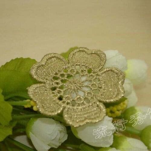 100pcs Cotton Patch For Clothing Decoration Lace Applique Embroidery Iron On Sew On Cloth Accessories Costura Gold Lace Trims