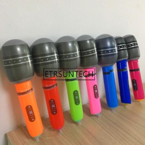 200pcs Blow Up Inflatable Plastic Microphone 25CM Party Favor Kids Toy Gift Birthday Decoration Random Color