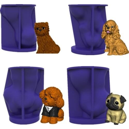 3D Teddy And Pug Mold Silicone Candle Mold Cute Puppy Decoration Aromatherapy Plaster Mold Candle Making17296-299