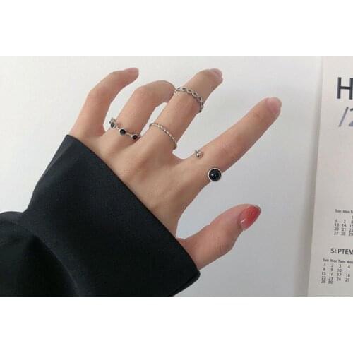 4pc/set Vintage Black Series Finger Rings Fashion opening Party ring For Women Witch Jewelry Wholesale Lots Bulk Jewelry