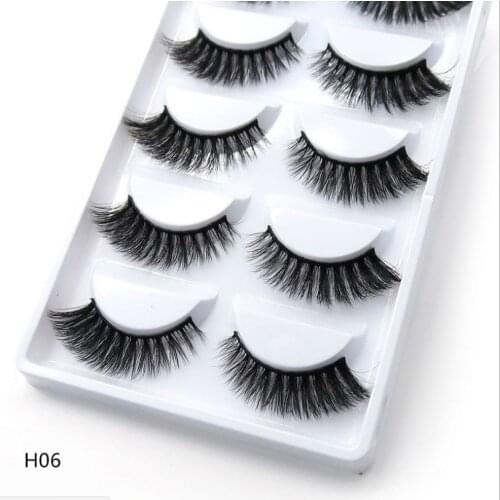 QUXINHAO 5 pairs of 3D handmade false eyelashes natural thick daily makeup thick cross eyelashes eyelashes