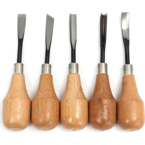 5pc/set Wood Carving Chisels Set Knife Butt/Corner/Skew/Round/Arc Machete Woodcut Woodworking Craft Graver Cutter DIY Hand Tool