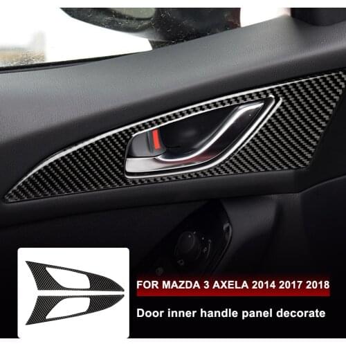 For MAZDA 3 Axela accessories Door inner handle panel decorate carbon fiber automotive interior trim stickers 2014 2017 2018