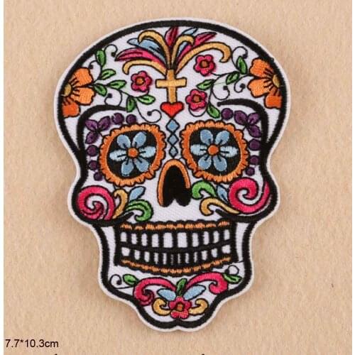Big Size Skull Flower Bohemia Iron On Embroidered Clothes Patches For Clothing Girl Woman Wholesale