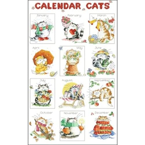 December cat patterns Counted Cross Stitch 11CT 14CT 18CT DIYChinese Cross Stitch Kits Embroidery Needlework Sets
