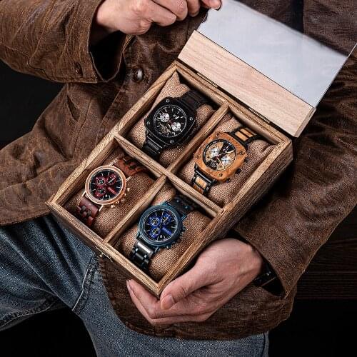 Watch Wood Box BOBO BIRD Organizer Storage Watch Display Box Clock Accessories Case Customize Logo with Pillows without Watches