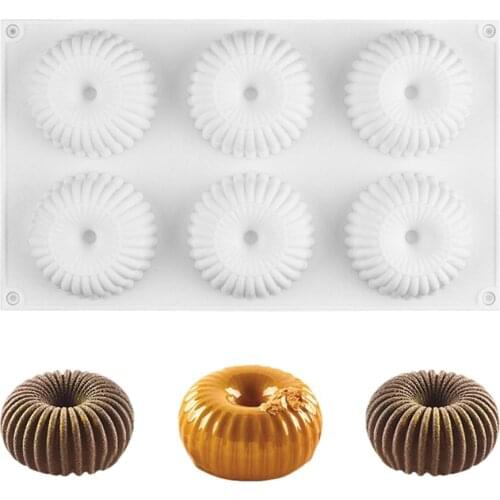 6-Cavity 3D Donut Silicone Mold Non-stick Chocolate Candy Dessert Cake Molds DIY Baking Decor Mold Tools Baking Pan For Kitchen