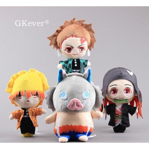 4 Pcs/set Demon Slayer: Kimetsu no Yaiba 20 cm Agatsuma Zenitsu Plush Doll Kamado Tanjirou Stuffed Toys Gift