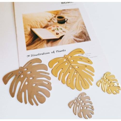 KC Gold Color Leaf Charms Earring Accessories Diy Jewlery Finding Eardrop Pendant Necklace Components 4pcs