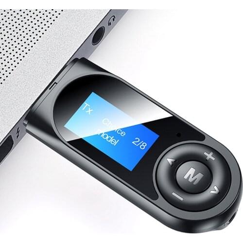 KEBIDU 5.0 Bluetooth Adapter LCD Display USB Bluetooth Wireless Receiver Music Audio Transmitter for PC TV Car 3.5mm AUX Adapter