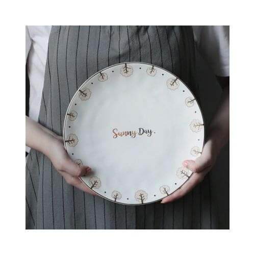 Ceramic Ethnic Style Series Bohemian Plate Lace European Style Western Fruit Snack Pastry Plate Household Large Tableware