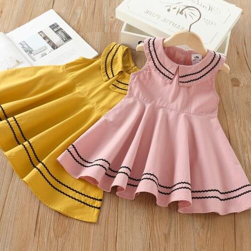 Girls Summer Dresses 2021 New Childrens Korean Cute Sleeveless Dress Baby Clothes Vestido Infantil Baby College Style Dress