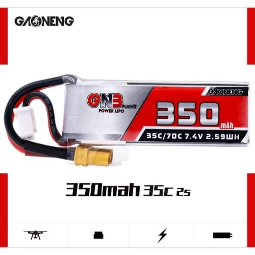 2PCS Gaoneng 350mah 7.4V 35C/70C 2S Lipo battery with XT30 or JST Plug for Beta75X ESKY DLG1000 F300BL DTS130 Tiny Whoop Drone