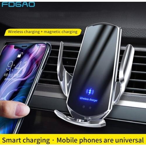 15W Magnetic Qi Wireless Car Charger Automatic Fast Charging Phone Holder for iPhone 12 11 XS XR X 8 Samsung Xiaomi Redmi Huawei