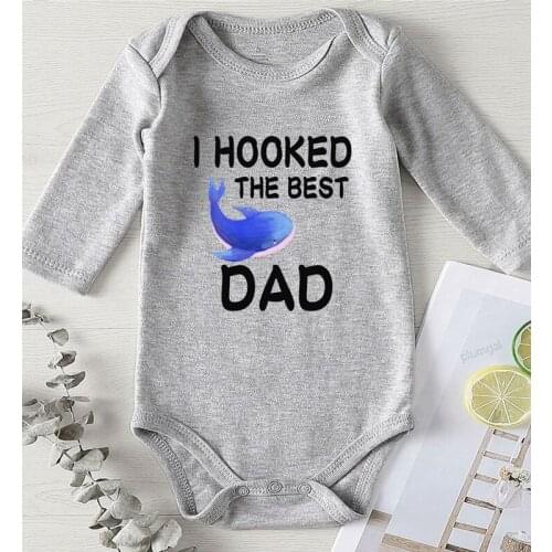 Clothes for Newborns Boy Girl Toddler Jumpsuits Winter Letter Printing I Hooked The Best Dad Kids' Things Baby Rompers