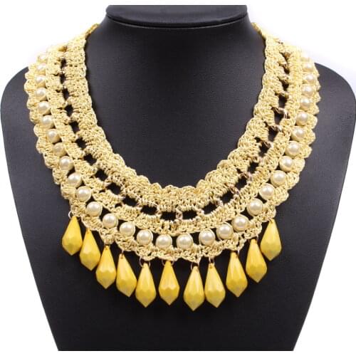 New Arrival 2021 Braided String Chain Pendant Collar Choker Statement Bright Color Necklace for Women Handmade Female Jewelry