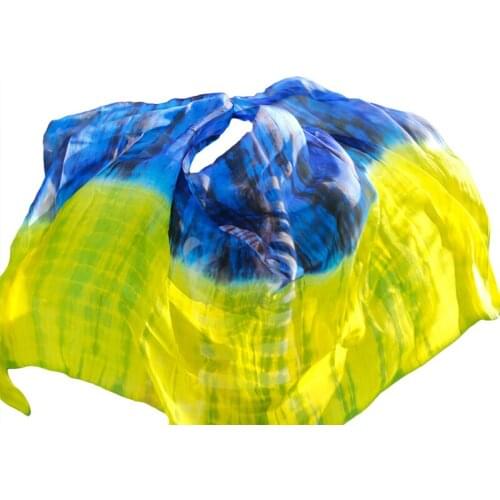 New 100% Silk Dance Veil Colorful Hand Dyed Gradient Colors Scarf 5mm Belly Dance Accessories Silk Veil 5Sizes Can Be Customized