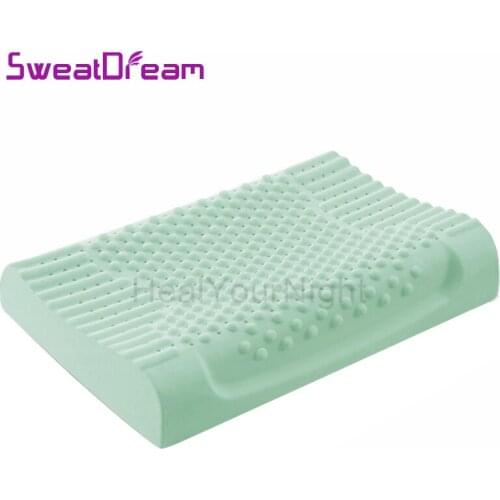 Natural Latex Pillow Sri Lanka Negative Ion Soft Rebound Neck Massage Wave Pillow Orthopedic for Home Latex Pillow Bed Pillow