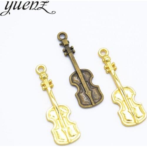 YuenZ 20pcs 2 colour Antique bronze Plated Charms guitar Pendants for Jewelry Making DIY Handmad 29*8mm P130