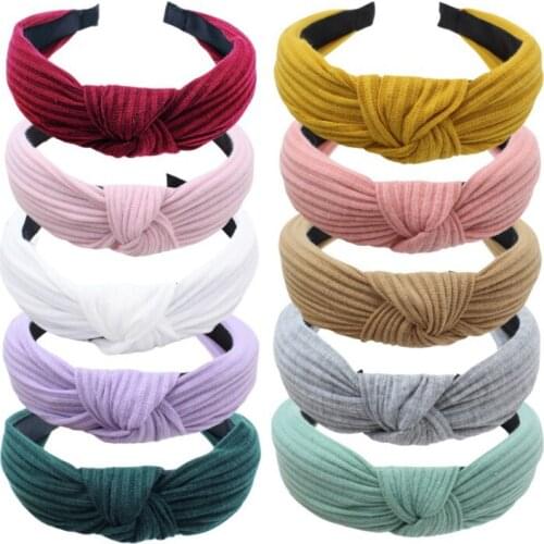 Women Solid Color Stripe Hairband Simple Wide-brimmed Hair Band Cross Head Hoop Headband Women Knotted Hair Accessories