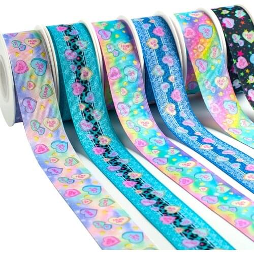 Check Printed Grosgrain Love Heart Pattern Ribbon Happy Valentines Day 5Yards for DIY Hair Bow Handmade Material Headdress