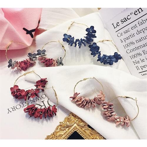New Korean version of hot earrings Fashion temperament female Cloth flower ladies jewelry earrings