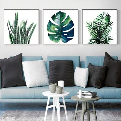Nordic Minimalist Tropical Plant Canvas Painting Creative Fresh Green Leaf Poster Living Room Study Wall Art Decoration Pictures