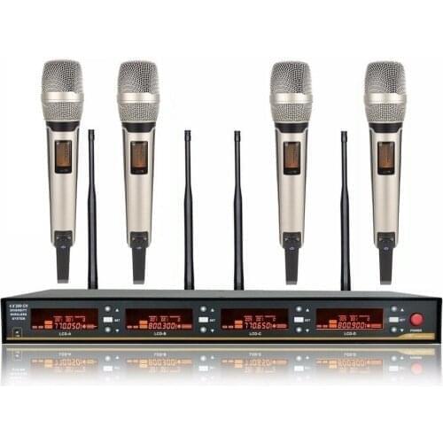 SKM 9000 Handheld Wireless System UHF Dynamic Microphones Diversity 4 Lapel Headworn Microphone 4 Channels For Church School