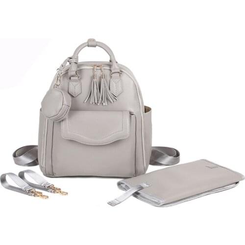 New PU leather Diaper Bag with Pacifier Bag Large Capacity Waterproof Travelling Nappy Changing Bag Stroller Bag for Newborn