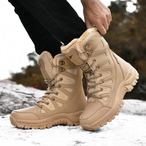 Winter Plush Warm Men Women Hiking Boots Fashion Brow Outdoor Mens Hiking Shoes High Quality Snow Mountain Trekking Men Boots