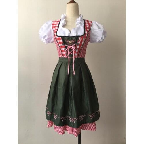 Traditional Sexy Beer Girl Costume German Bavarian Oktoberfest Maid Wench Dirndl Dress With Apron