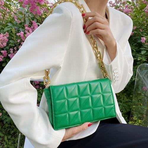 High Quality Leather Thick Chain Shoulder Crossbody Bag For Women 2021 Summer Travel Trends Baguette Messenger Bag And Handbags