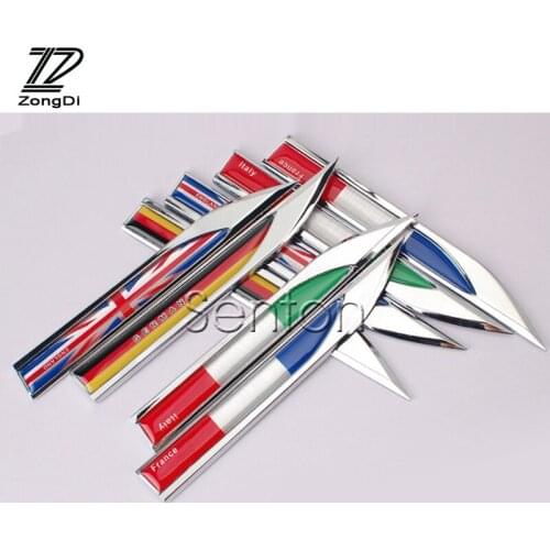 ZD 2pcs Car sticker Flag Metal fender side Labeling Bodywork for Toyota Corolla Seat Leon Jeep Skoda Fabia Rapid Renault Duster