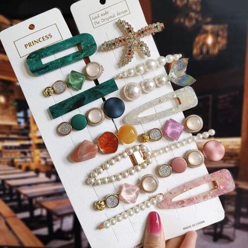 New Starfish Hair Clip For Women 2021 Korean Acrylic Hairpins Geometric Crystal Hair Barrettes Girl Hair Accessories Hairgrip