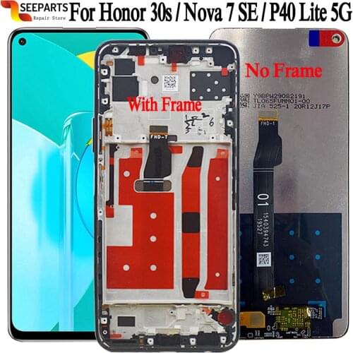 For Huawei honor 30s LCD Display CDY-AN90 P40 Lite 5G Display With Touch Screen Digitizer Assembly 6.5'' For Huawei Nova 7SE LCD