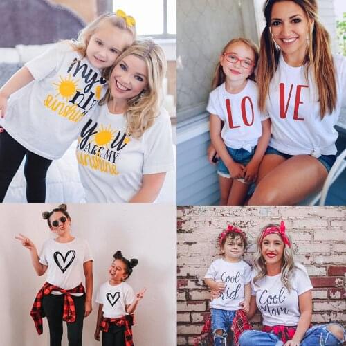 Fashion Mom Daughter Son Clothes Funny Family Look Short Sleeve Matching Tee Shirt 1pc Summer Style Lovely Printed T Shirt