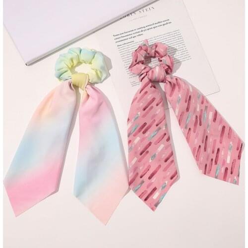 2020 Korean Fashion Bow Hair Scrunchies Women Cute Hair Tie Rope Ribbons Rubber Band Ponytail Holder Crunchies Hair Accessories