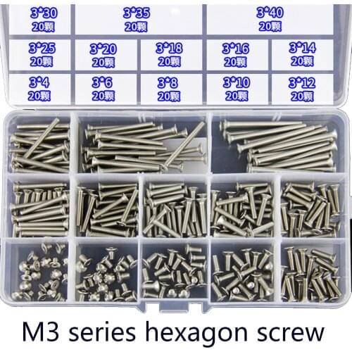 240Pcs/Set A2-70 304 Stainless Steel M3 M4 M5 M6 Allen Bolt Hex Socket Round Cap Head Screw Bolts Assortment Kit Set 2020 New
