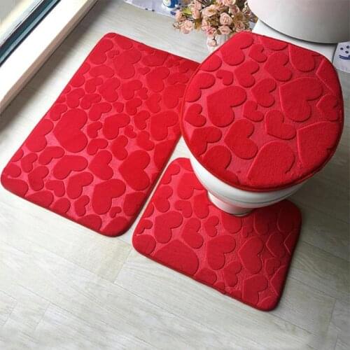 3 Pcs/Set Bathroom Bath Mat Set Embossing Flannel Floor Rugs Cushion Toilet Seat Cover Bath Mats for Home Decoration