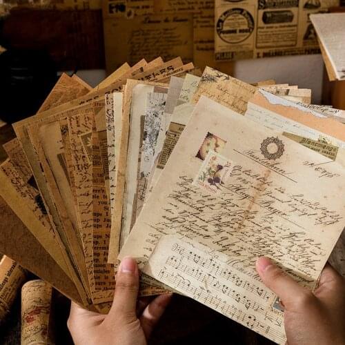 30pcs/retro newspaper map grid hand account decoration material package diary notebook album background base material paper