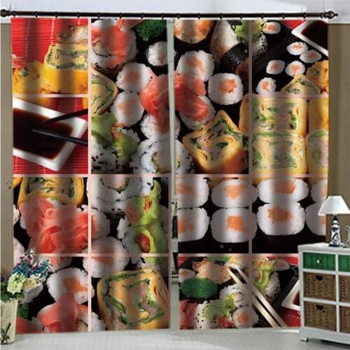 3d Curtains Blackout for Living Room Kids Bedroom Fabric Japanese sushi pictures custom curtains