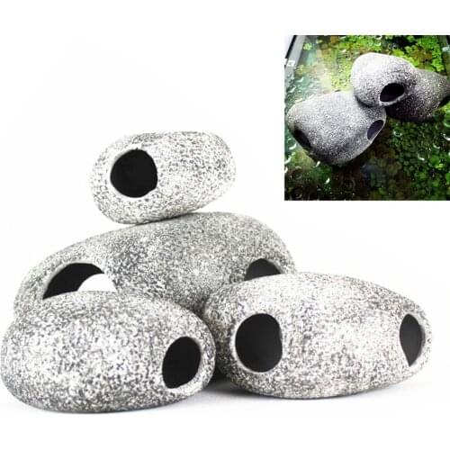 9.5cm*7.5cm*5.0cm Aquarium Fish Tank Single Hole Ceramic Cichlids Rock Cave Breeding Stone