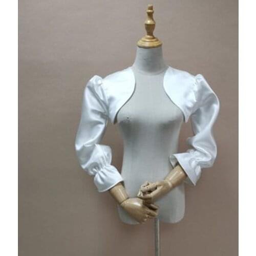 Satin Jacket Wrap Wedding Collar Round Collar Bolero Jacket Three-fourths Sleeves Wedding Arm Cover Decorate Bride Satin