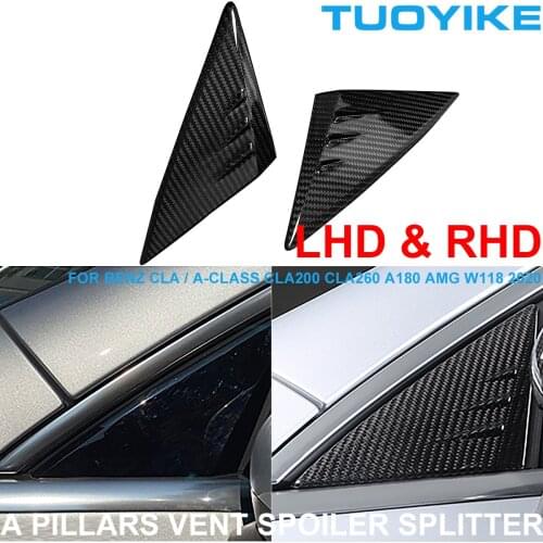Carbon Fiber Car External A Pillars Vent Spoiler Splitter Decoration Panel Trim Sticker For Mercedes BENZ CLA200 CLA260 A180 AMG