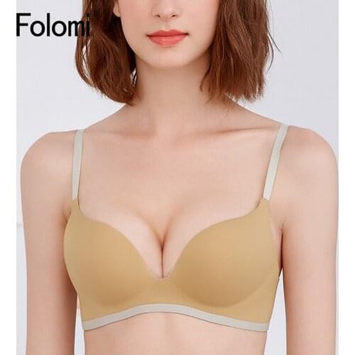 Folomi Simple Seamless Bra Thin Cup Push Up Wireless Bralette Sexy Solid Color brasieres Female Underwear 32-38 A B Cup