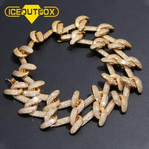 20mm Wide Personality Iced Out Link Chains New Design Hip Hop CZ Bling Jewelry For Mens Fashion New Design For Dropshipping