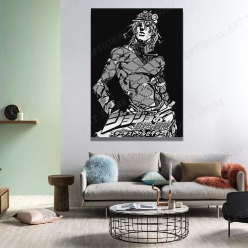 Black And White JoJo S Bizarre Adventure Japan Anime Action Posters and Prints Canvas Painting Wall Art Picture for Living Room
